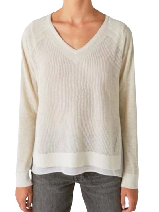 Lucky Brand Sweaters - Lucky Brand Metallic Linen Blend Knit V-Neck Sweater Size Large in GUC